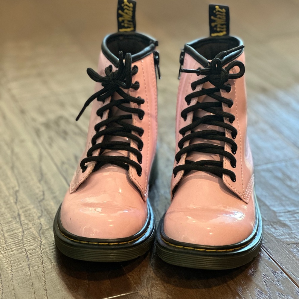Dr. Martens Junior 1460 Pink Patent Leather Lace Up Boots